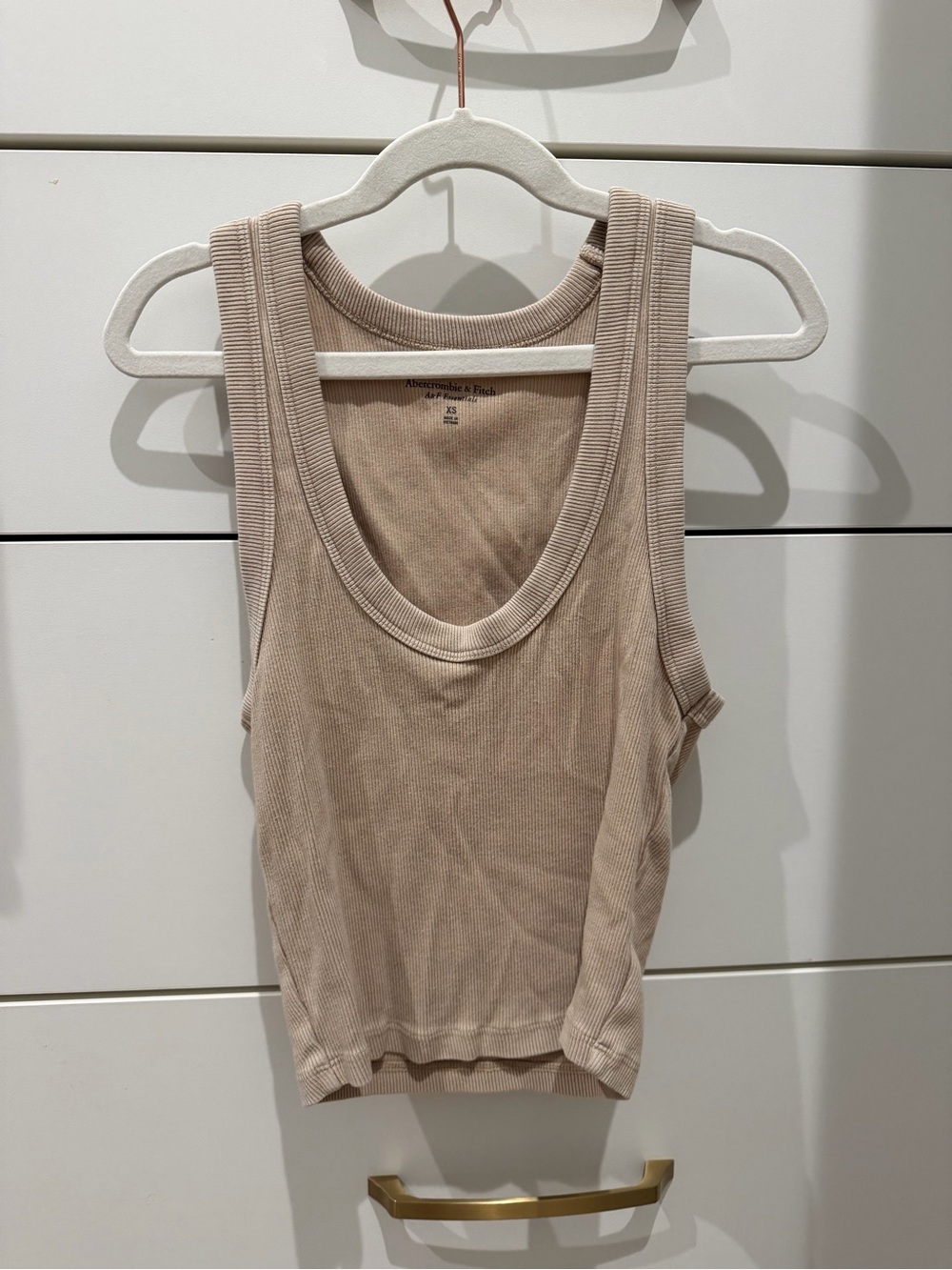 Abercrombie & Fitch Beige Ribbed Scoop Tank